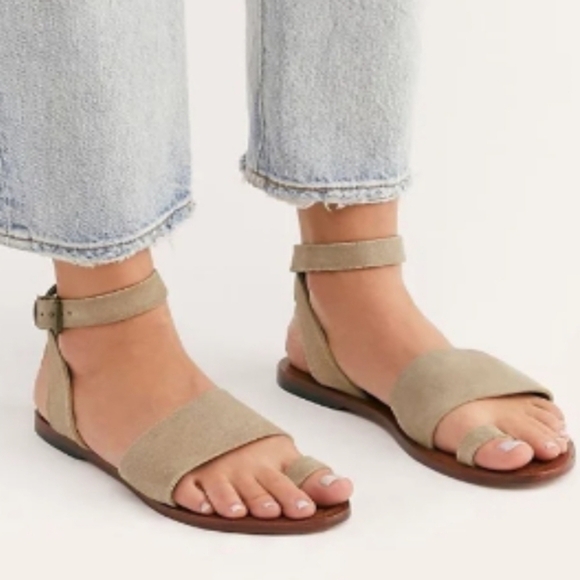 Free People Womens Torrence Suede Lace Up Taupe Sandals shoes sz 39/8.5-9 - Picture 2 of 14
